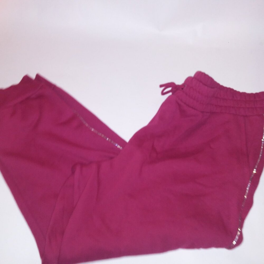 Victoria Secret Jogger Set Crop Top Sweater & Pants XXL 2X Berry Rhinestone Blin - Picture 6 of 12